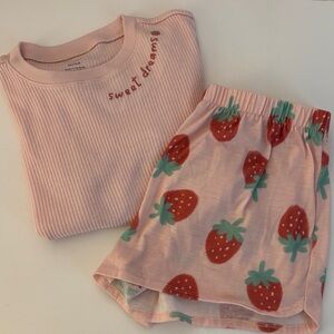 Carter's Light Pink Ribbed PJ Top & Matching Strawberry 🍓 Shorts